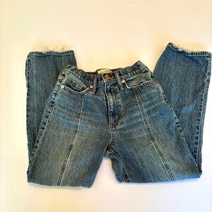 Universal Thread 00 24R Dark Wash High Rise Seam Front Jeans Raw Hem